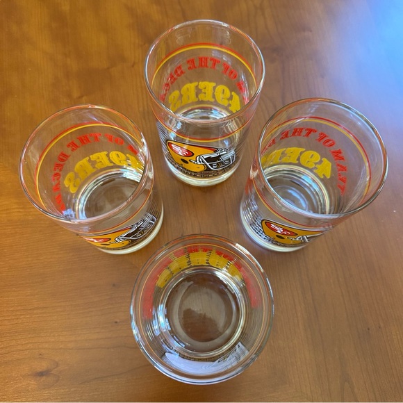 Vintage San Francisco 49ers Team of the Decade 12 oz Glasses 1980s NFL SET OF 4 - Picture 5 of 6